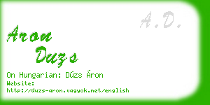 aron duzs business card